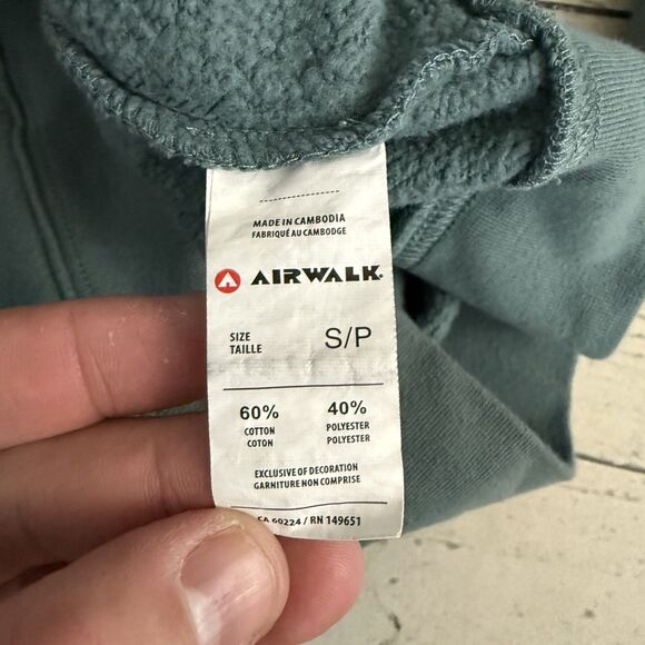 Airwalk Men's Small Green Skull Mushroom Full Zip Hooded Sweatshirt Hoodie - Picture 6 of 7